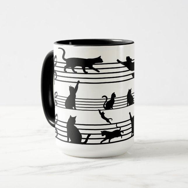 Playing Cats Piano Notes Party Coffee Mug (Front Left)