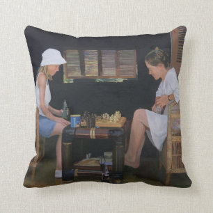 Playing Chess at Goldeneye Throw Pillow