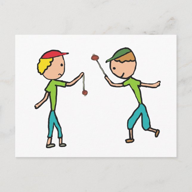 Playing Conkers Postcard (Front)
