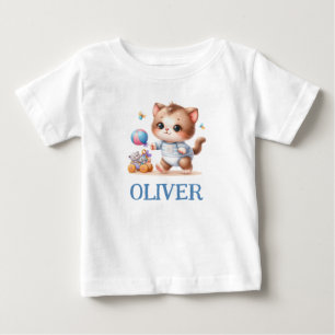  Playing Cute Kitten Personalized Baby T-Shirt