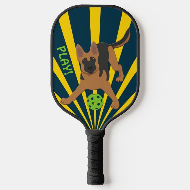 Playing Dog with Ball Illustration Pickleball Paddle (Front)
