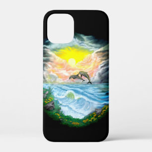 Playing Dolphins in the Sunshine iPhone 12 Mini Case