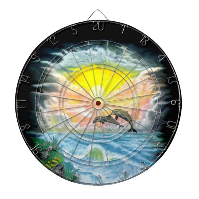 Playing Dolphins in the Sunshine Dartboard (Front)