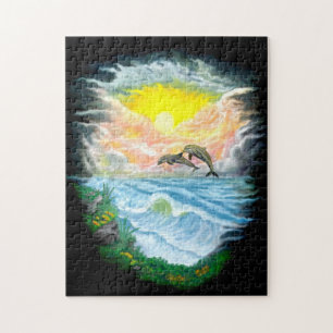 Playing Dolphins in the Sunshine Jigsaw Puzzle