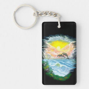 Playing Dolphins in the Sunshine Keychain