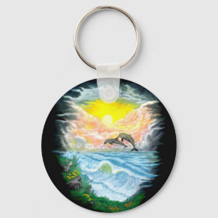 Playing Dolphins in the Sunshine Keychain