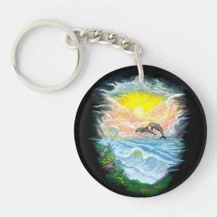 Playing Dolphins in the Sunshine Keychain