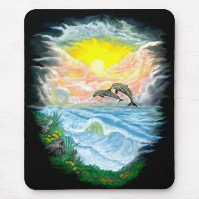Playing Dolphins in the Sunshine Mouse Pad (Front)
