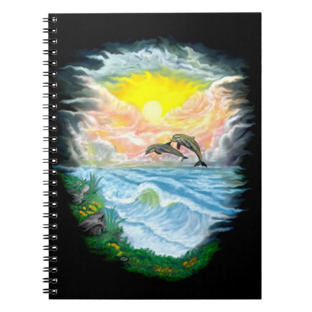 Playing Dolphins in the Sunshine Notebook (Front)
