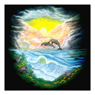 Playing Dolphins in the Sunshine Photo Print