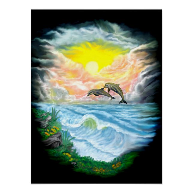 Playing Dolphins in the Sunshine Poster (Front)