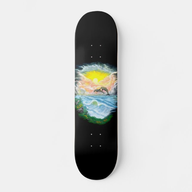 Playing Dolphins in the Sunshine Skateboard (Front)