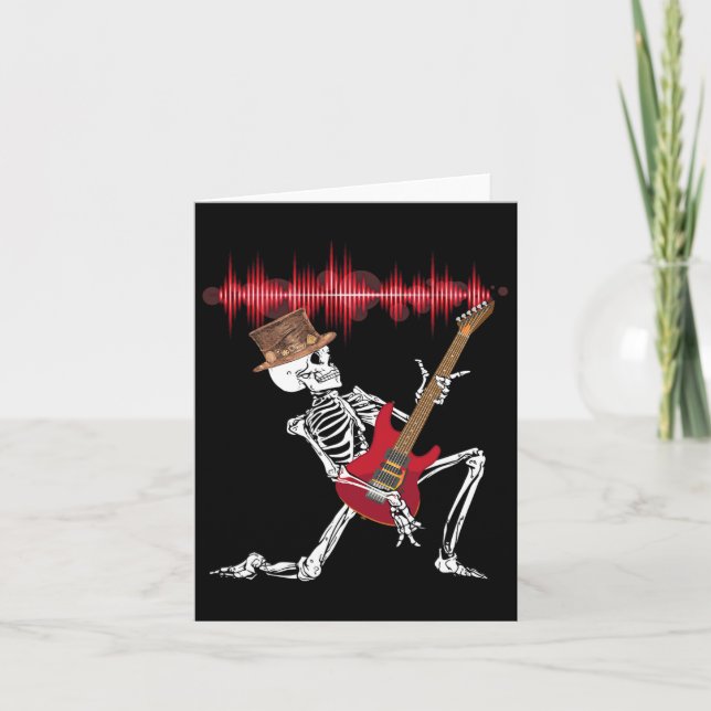 Playing Electric Guitar Funny Halloween  Card (Front)