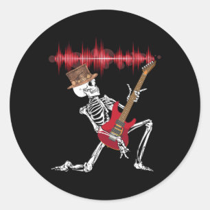 Playing Electric Guitar Funny Halloween Classic Round Sticker