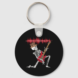Playing Electric Guitar Funny Halloween Keychain
