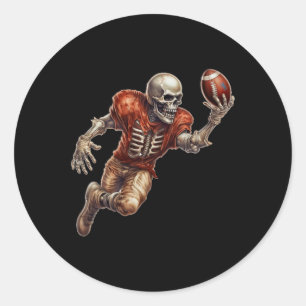 Playing Football Cool Touchdown Halloween  Classic Round Sticker