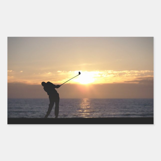 Playing Golf At Sunset Sticker (Front)