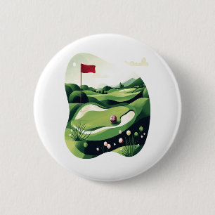 Playing Golf Field 2 Inch Round Button
