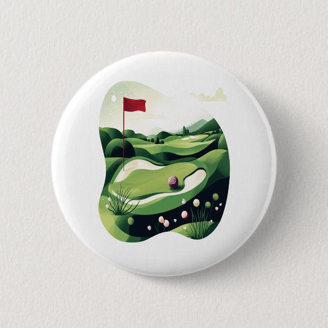 Playing Golf Field 2 Inch Round Button (Front)
