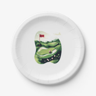Playing Golf Field Paper Plate