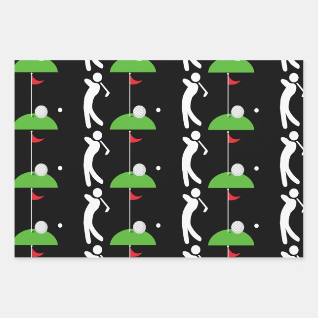  Playing Golf Pattern Wrapping Paper (Front 3)
