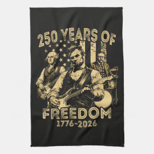 Playing Guitar 4th July 250th Anniversary Kitchen Towel