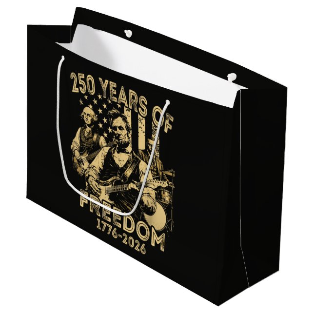 Playing Guitar 4th July 250th Anniversary Large Gift Bag (Front Angled)