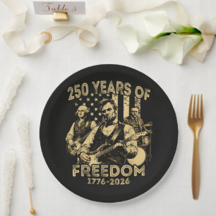 Playing Guitar 4th July 250th Anniversary Paper Plate
