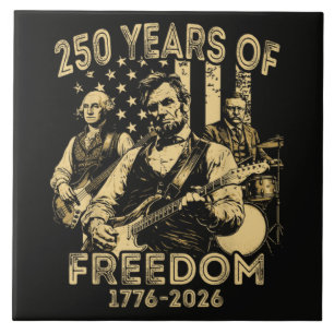 Playing Guitar 4th July 250th Anniversary Tile
