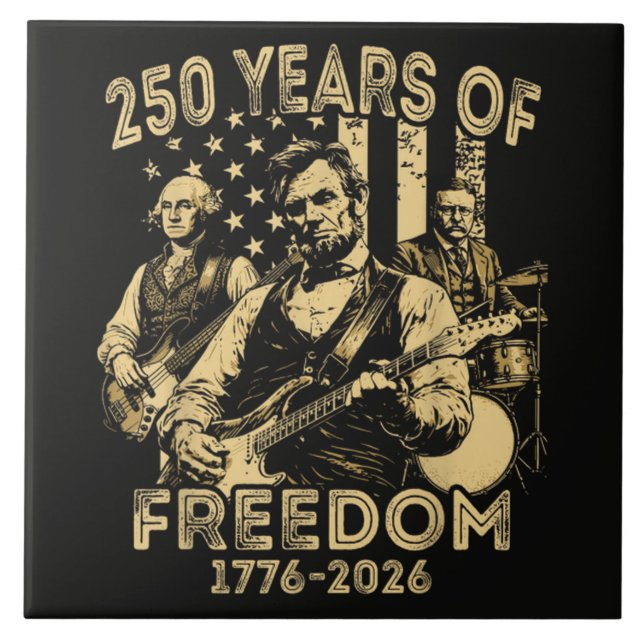 Playing Guitar 4th July 250th Anniversary Tile (Front)