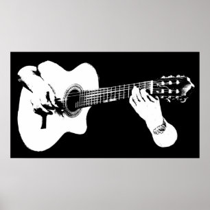 Playing guitar graphic poster