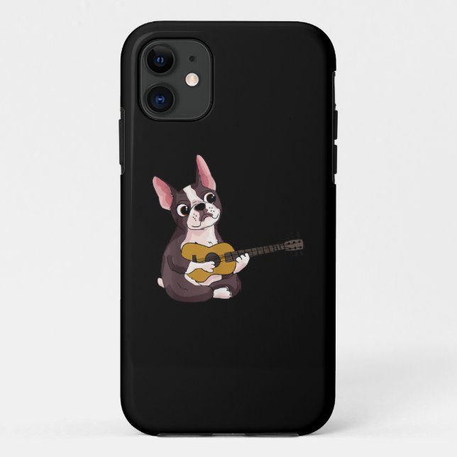 Playing Guitar Guitarist Frenchie Bulldog Gift Case-Mate iPhone Case (Back)