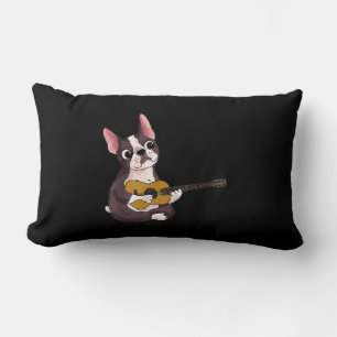 Playing Guitar Guitarist Frenchie Bulldog Gift Lumbar Pillow