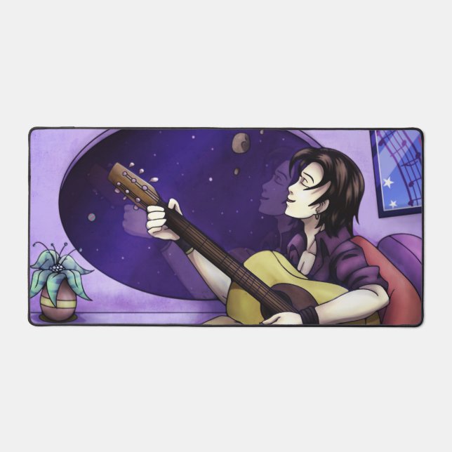 Playing Guitar in Space Desk Mat (Front)
