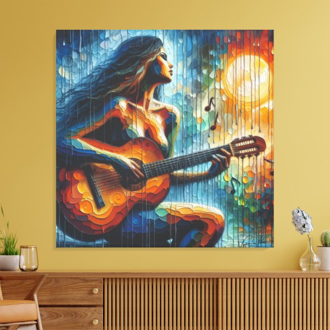 Playing guitar in the moonlight canvas print (Insitu(LivingRoom))