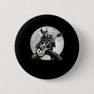Playing Guitar Punk Rock Music Halloween Mens Kids 2 Inch Round Button