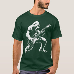 Playing Guitar Rock Music Band Sasquatch funny ret T-Shirt