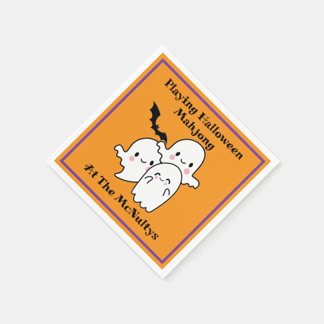Playing Halloween Mahjong Personalize NAME Napkin (Corner)