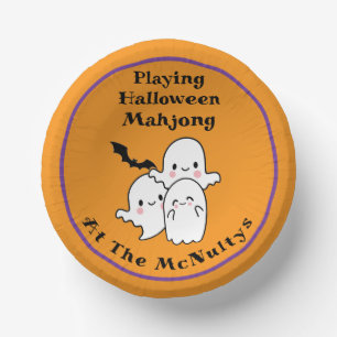 Playing Halloween Mahjong Personalize NAME Paper Plate