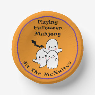 Playing Halloween Mahjong Personalize NAME Paper Plate
