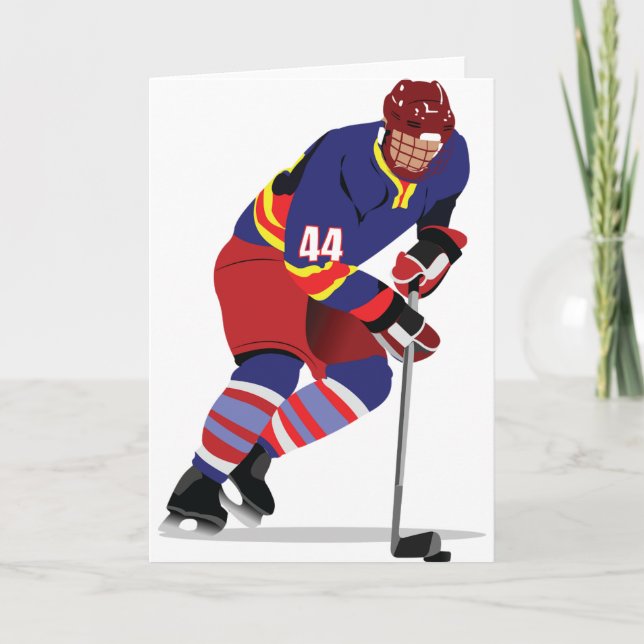Playing Ice Hockey Greeting Cards (Front)