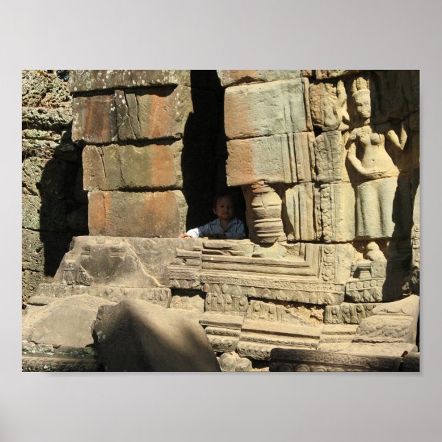 Playing in the Ruins ... Ta Prohm, Cambodia Poster (Front)