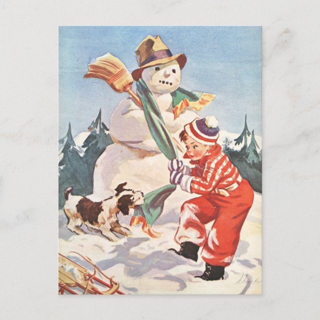 Playing in the Snow Holiday Postcard (Front)