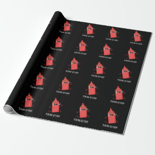 Playing Ketchup Funny Sauce Pun Dark BG Wrapping Paper