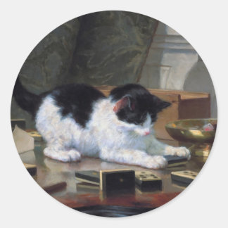 Playing Kitten by Henriëtte Ronner-Knip Classic Round Sticker