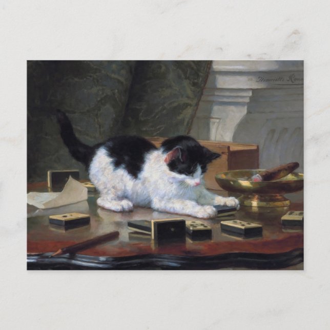 Playing Kitten by Henriëtte Ronner-Knip Postcard (Front)