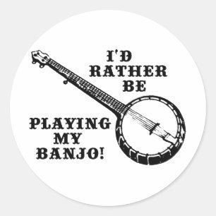 Playing My Banjo Classic Round Sticker