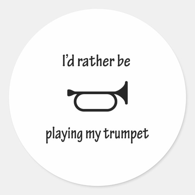 Playing My Trumpet Classic Round Sticker (Front)