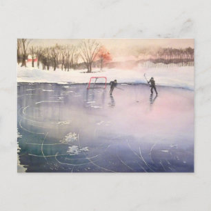 Playing on Ice Postcard