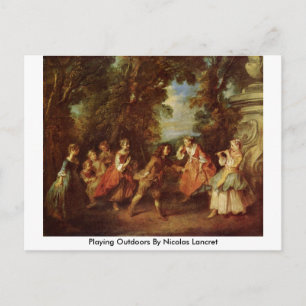 Playing Outdoors By Nicolas Lancret Postcard